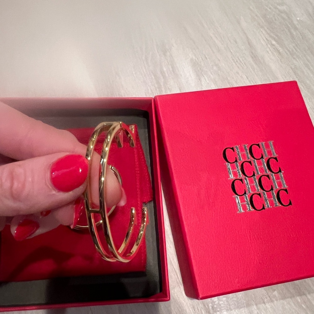 Carolina Herrera gold hoop earrings , 2 1/4 inches